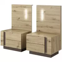 Stoliki nocne z oświetleniem  Arco dąb artisan/grafit