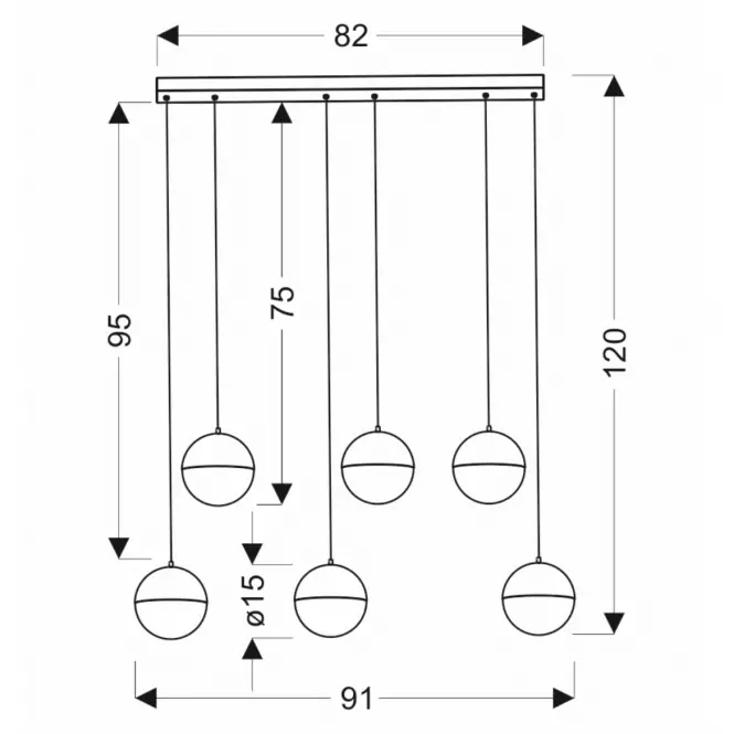 Lampa A0031-360 Furni zwis 6x5W LED szary 4000K