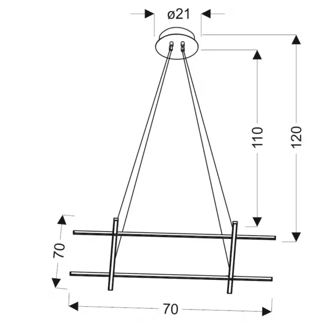 Lampa A0020-340 Andros zwis 70x70 40W LED srebrny 4000K