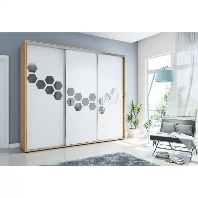 Szafa Wanda A23 Plaster Miodu Craft Złoty/Biały,5