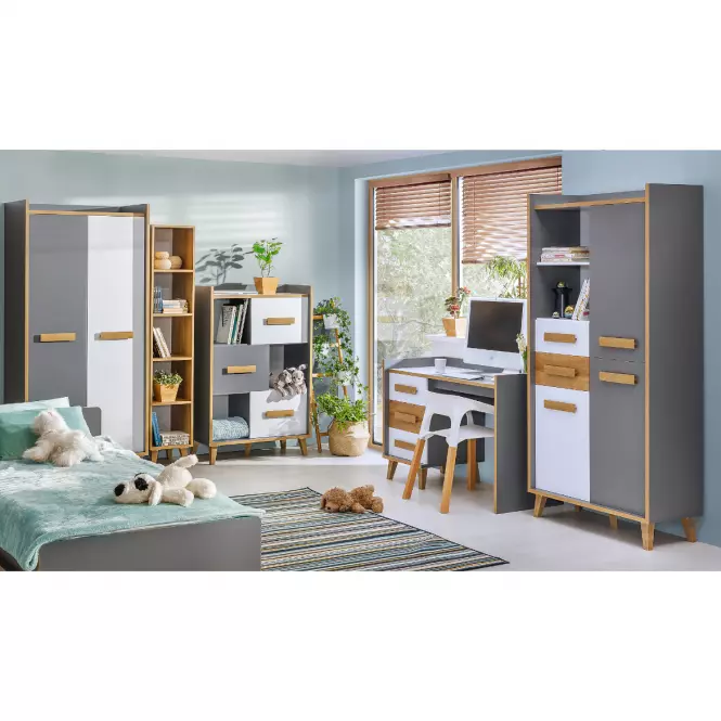 Biurko W8 Werso Riviera/Biały Bryl/Antracyt
