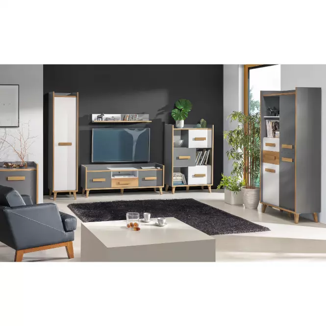 Biurko W8 Werso Riviera/Biały Bryl/Antracyt