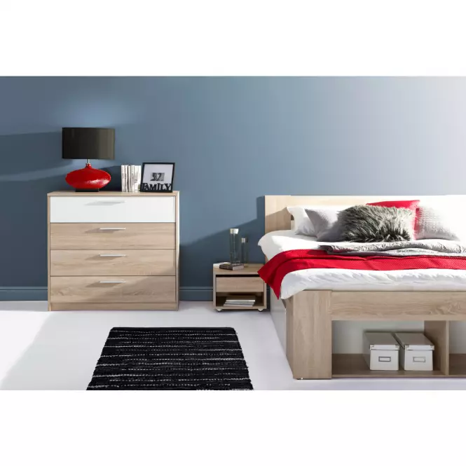Łóże 160 Szafki Nocne 2 Szt. 2SMilo 09 Dąb Sonoma 3D/B