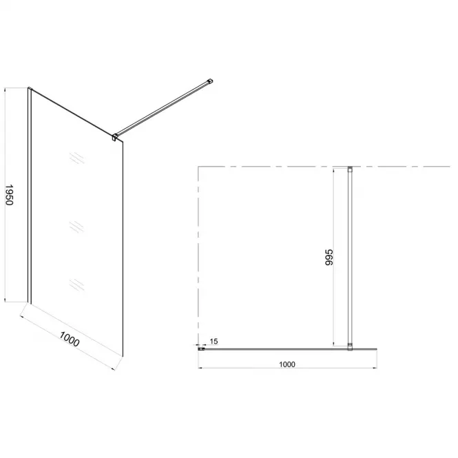 Ścianka WALK-IN Fiord 100x195 czarny profil