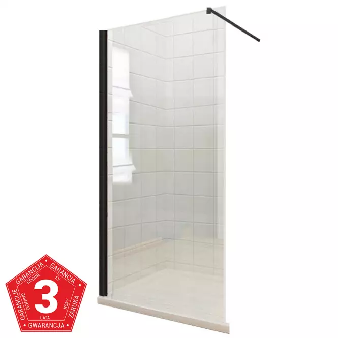 Ścianka WALK-IN Fiord 120x195 czarny profil