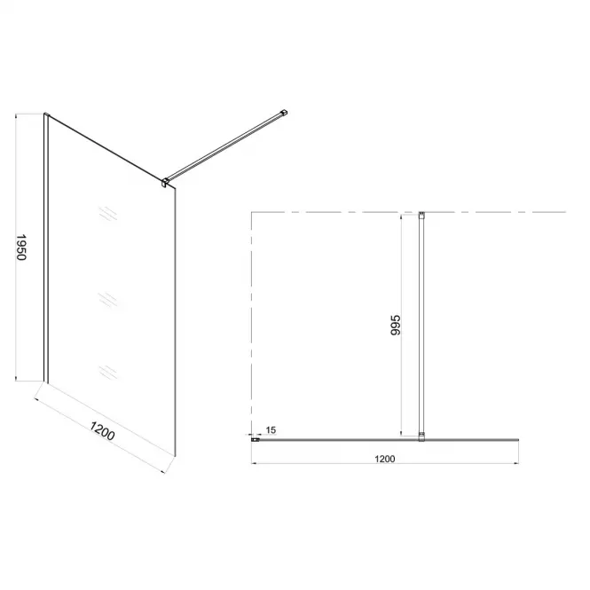 Ścianka WALK-IN Fiord 120x195 czarny profil