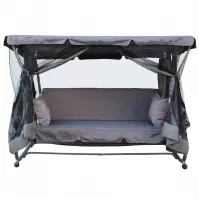 Huśtawka ogrodowa szara rozkładana z moskitierą
