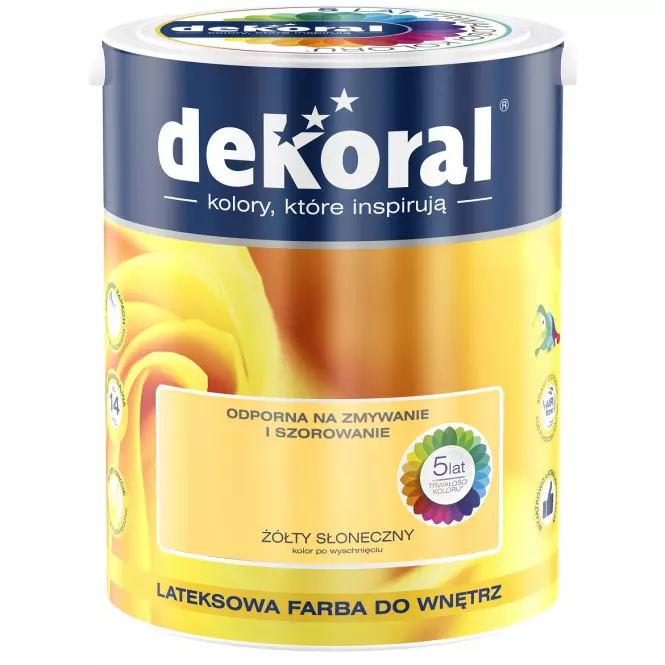 Dekoral Odporna Na Szorowanie Żółty Słoneczny 2,5L
