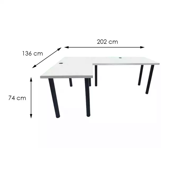 Biurko Gamingowe Narożne 136x66x28 Model 2 Biały Low