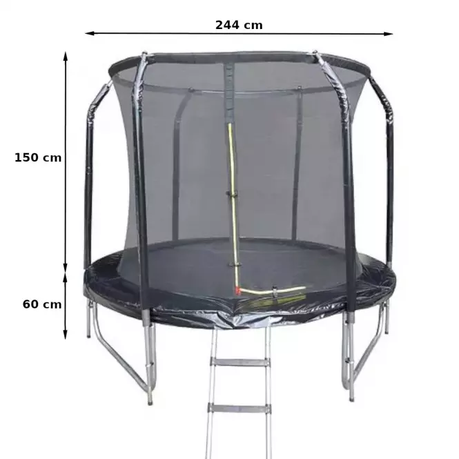 Trampolina ogrodowa COMFORT z drabinką 244cm czarna