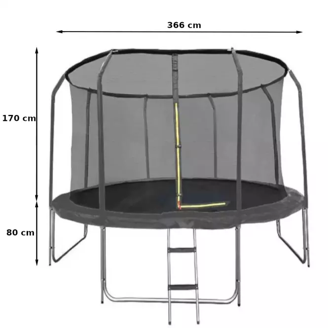 Trampolina ogrodowa COMFORT z drabinką 366cm czarna