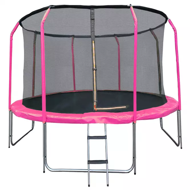 Trampolina ogrodowa COMFORT z drabinką 305cm różowa