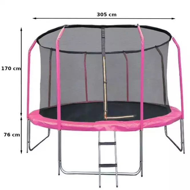 Trampolina ogrodowa COMFORT z drabinką 305cm różowa