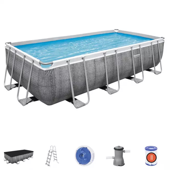 Prostokątny basen rattan stelaż 4.88x2.44x1.22m 56996