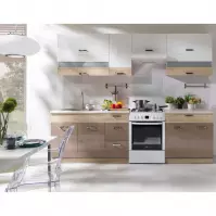 Kuchnia Premio 270 zestaw B plus z blatem sonoma/biały/cappuccino połysk
