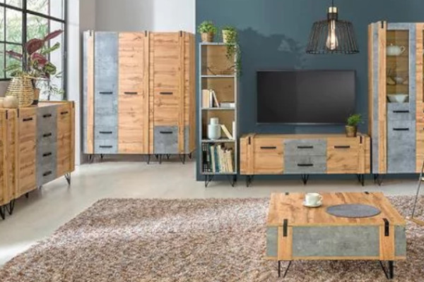 piękno produktu loft - drzwi mają kolor dąb, a ciekawe wstawki kolorystyczne podnoszą estetykę produktu
